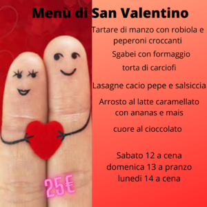 Menù di San Valentino san valentino in agriturismo
